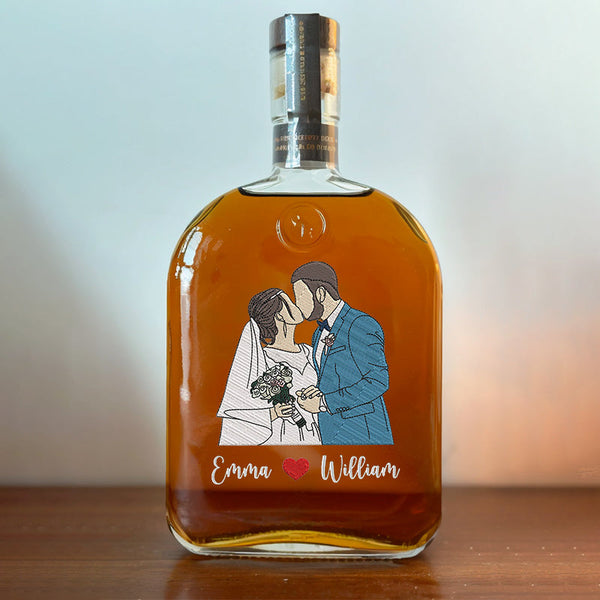 His & Hers Custom Couple Whiskey Bottles