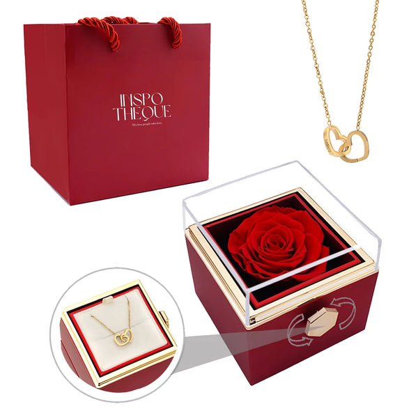 Eternal Real Rose Box With Engraved Necklace