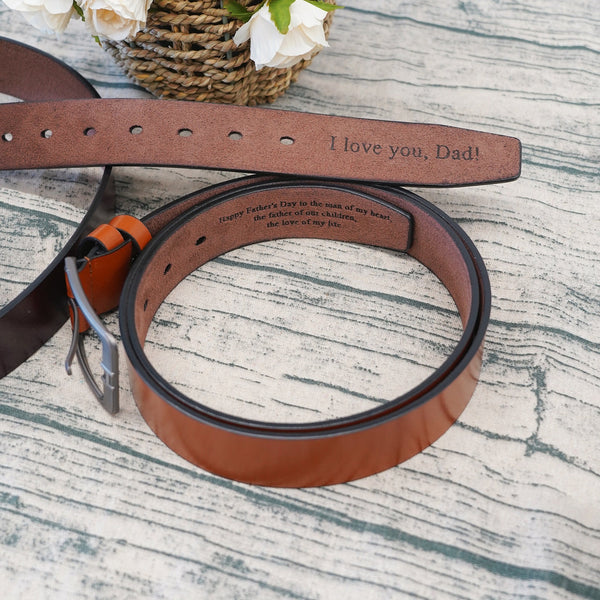 Personalized Engraved Leather Belt For Father/Dad/Grandpa