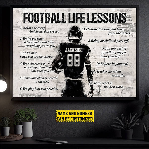 Personalized American Football Life Lessons Poster