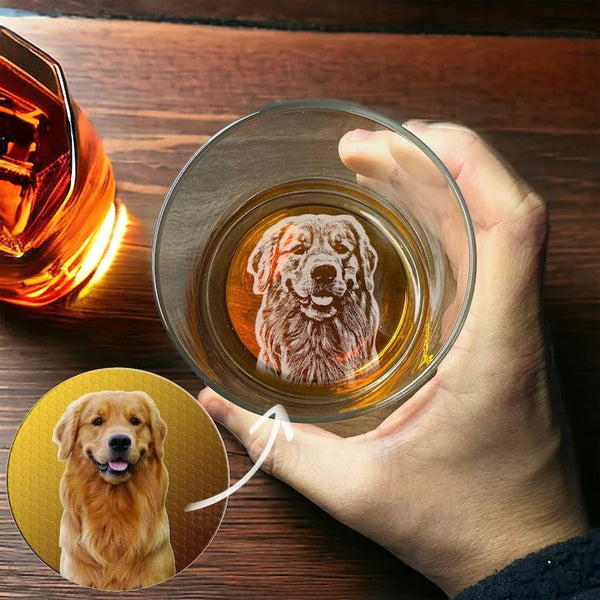 Customized Pet or Dog Photo Etching Whiskey Glass