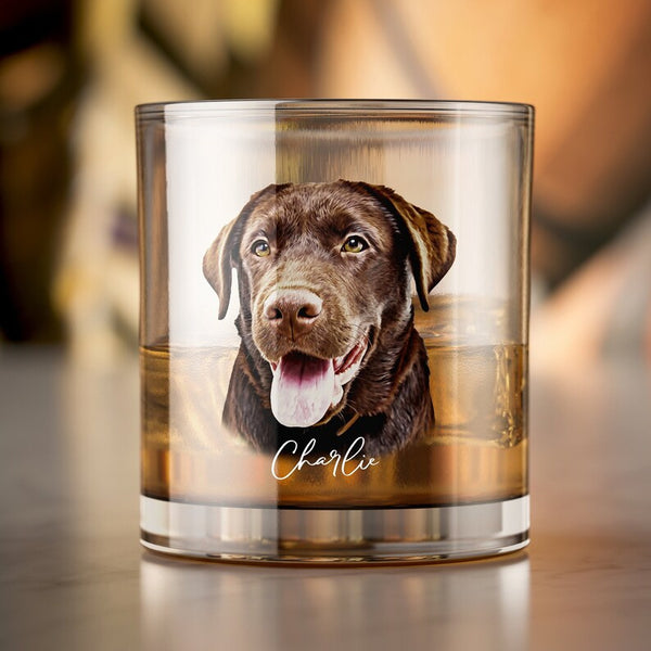 Custom Pet Bar Glass, Pet Portrait Whiskey Glass