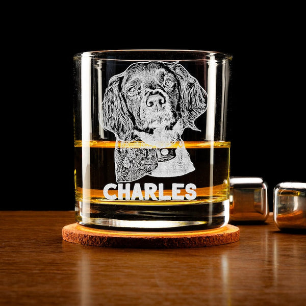 Custom Pet Face Rock Whiskey Glass